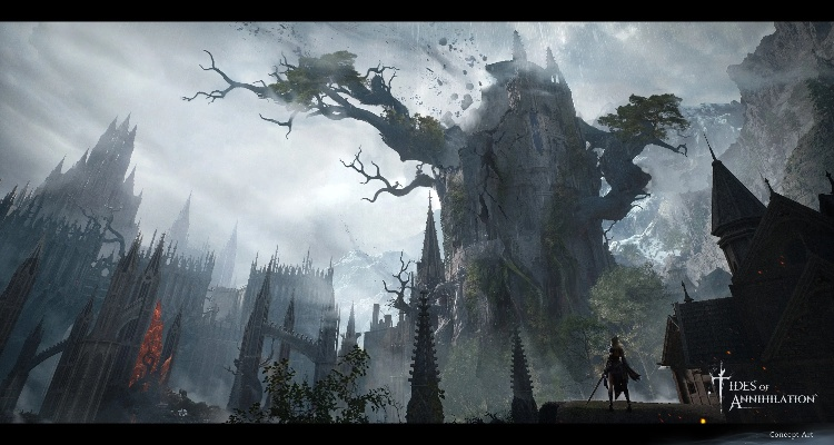 《湮灭之潮》全新截图曝光：古堡枯树共生奇观，探索未知异域风情