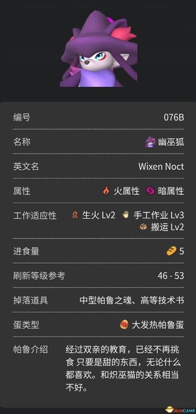 《幻兽帕鲁》薇莉塔捕捉攻略：78号薇莉塔图鉴曝光