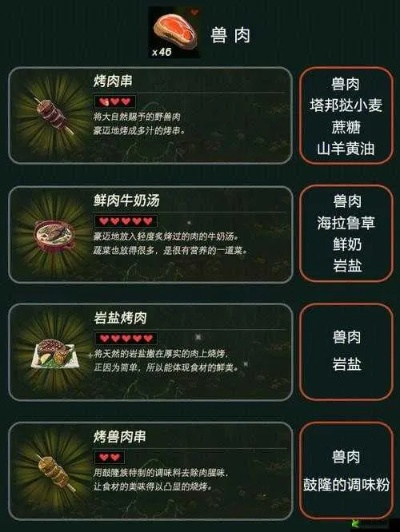 《塞尔达传说》料理效果BUG快速复制法揭秘