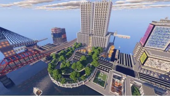 我的世界城市风光无限，玩家打造浪漫爱意都市